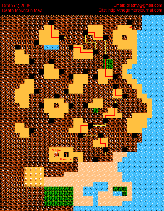 Zelda II: The Adventure of Link death mountain map