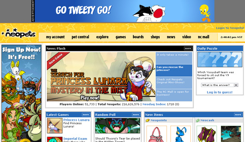 Neopets front page