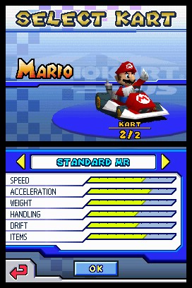 Mario Kart DS selection screen